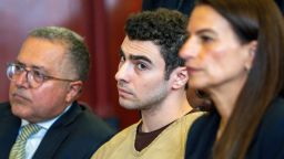 Luigi Mangione attends a pretrial hearing at New York State Supreme Court in New York, US, on Tuesday, Sept. 16, 2025. A New York state judge dismissed the most serious charge against Luigi Mangione, ruling that the evidence was insufficient to charge him with murder as an act of terrorism.