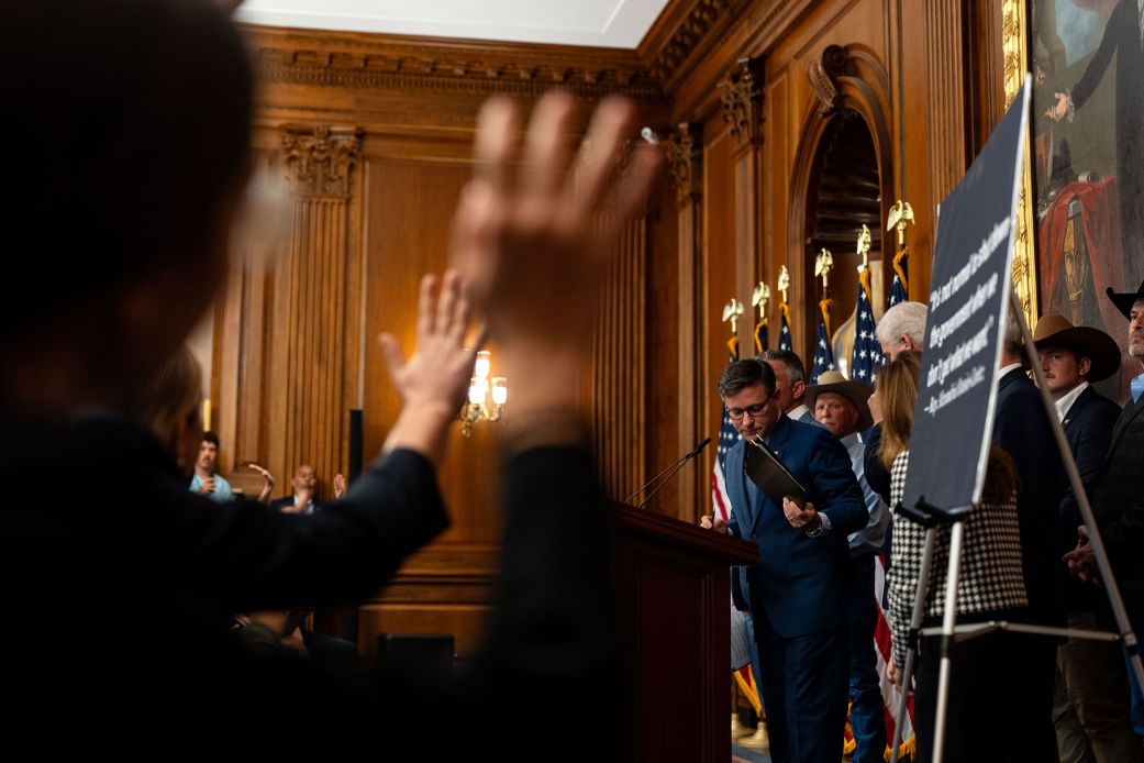 House Speaker Mike Johnson speaks at the US Capitol on September 16, 2025. A government shutdown would add more chaos and uncertainty at a time when there is already plenty of both.