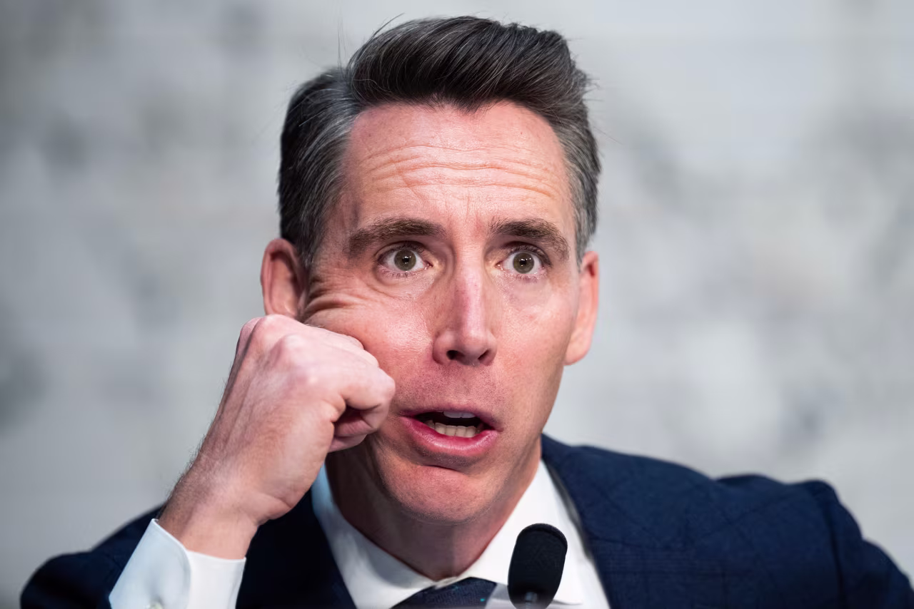 Sen. Josh Hawley during Tuesday's Senate Judiciary Committee hearing with FBI Director Kash Patel.