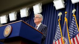Federal Reserve Chair Jerome Powell at a news conference in Washington, DC, on September 17.