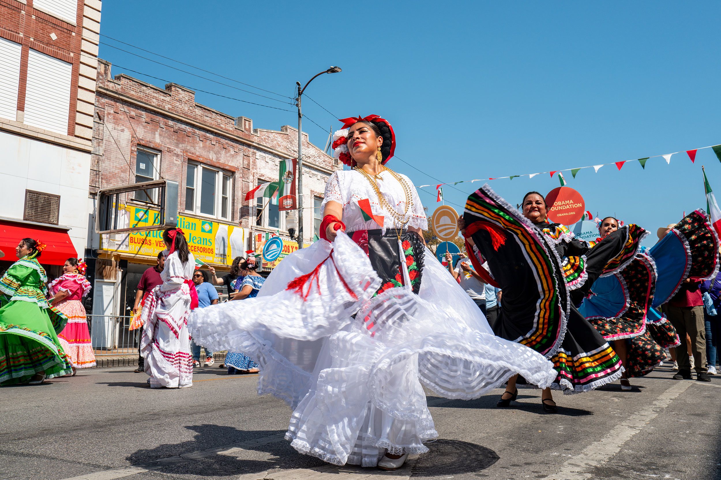 Imagen de una parada en Chicago durante la celebración del Día de la Independencia de México