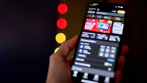 The BetMGM app arranged on a smartphone in New Hyde Park, New York, US, on Wednesday, Sept. 17, 2025. Online gambling has expanded rapidly in the US since 2018, when the Supreme Court freed states to legalize sports betting.
