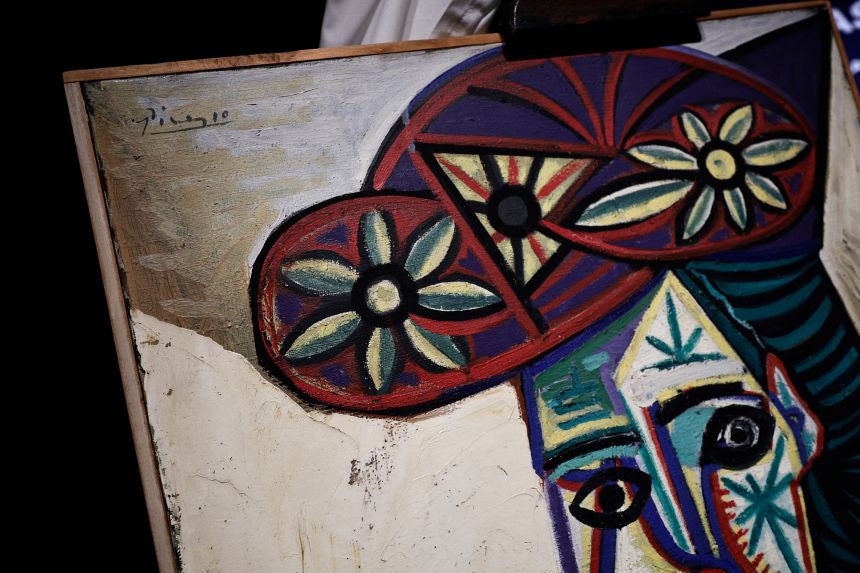 A close-up photo of the newly discovered painting by Pablo Picasso.