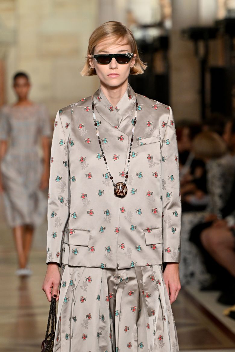Burch's take on embroidered suits, inspired by antique samplers.
