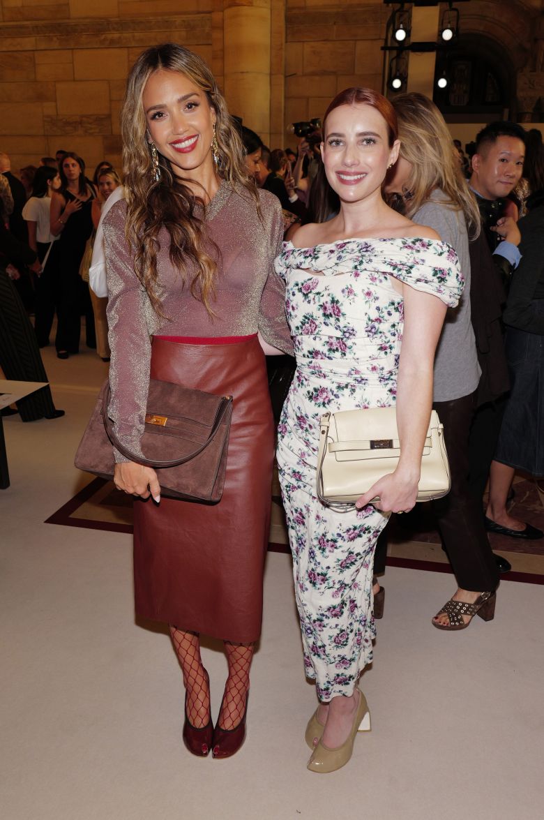 Jessica Alba and Emma Roberts at Tory Burch.
