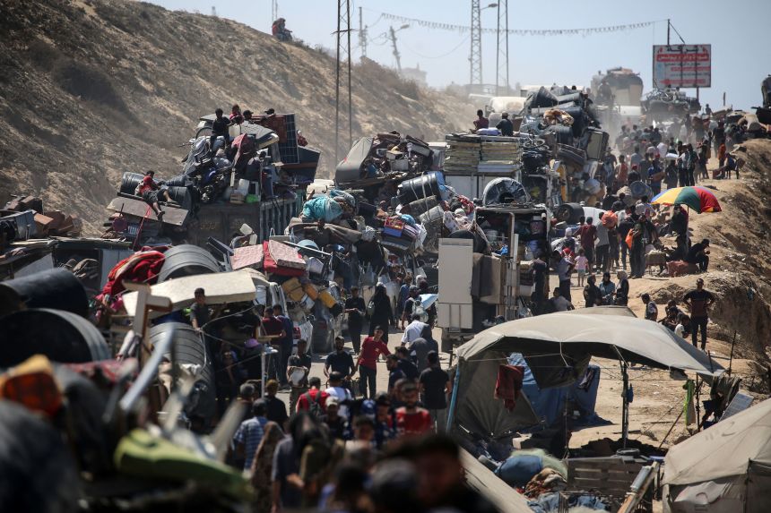 Palestinians in Gaza City will move south on Friday with their belongings near the Nusayrat refugee camp in central Gaza.