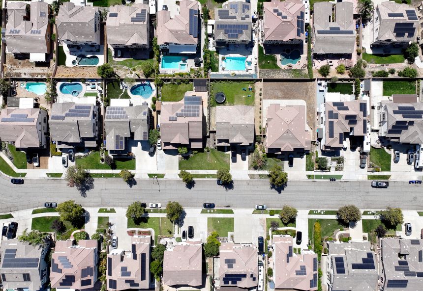 Homes in Fontana, California. For borrowing against home equity, lending rates have been coming down slowly.