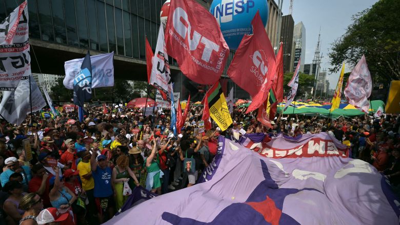 Brazilians take part in a protest against a constitutional amendment that requires Congress to authorize any criminal charges against lawmakers through a secret vote, in Sao Paulo on Sunday.