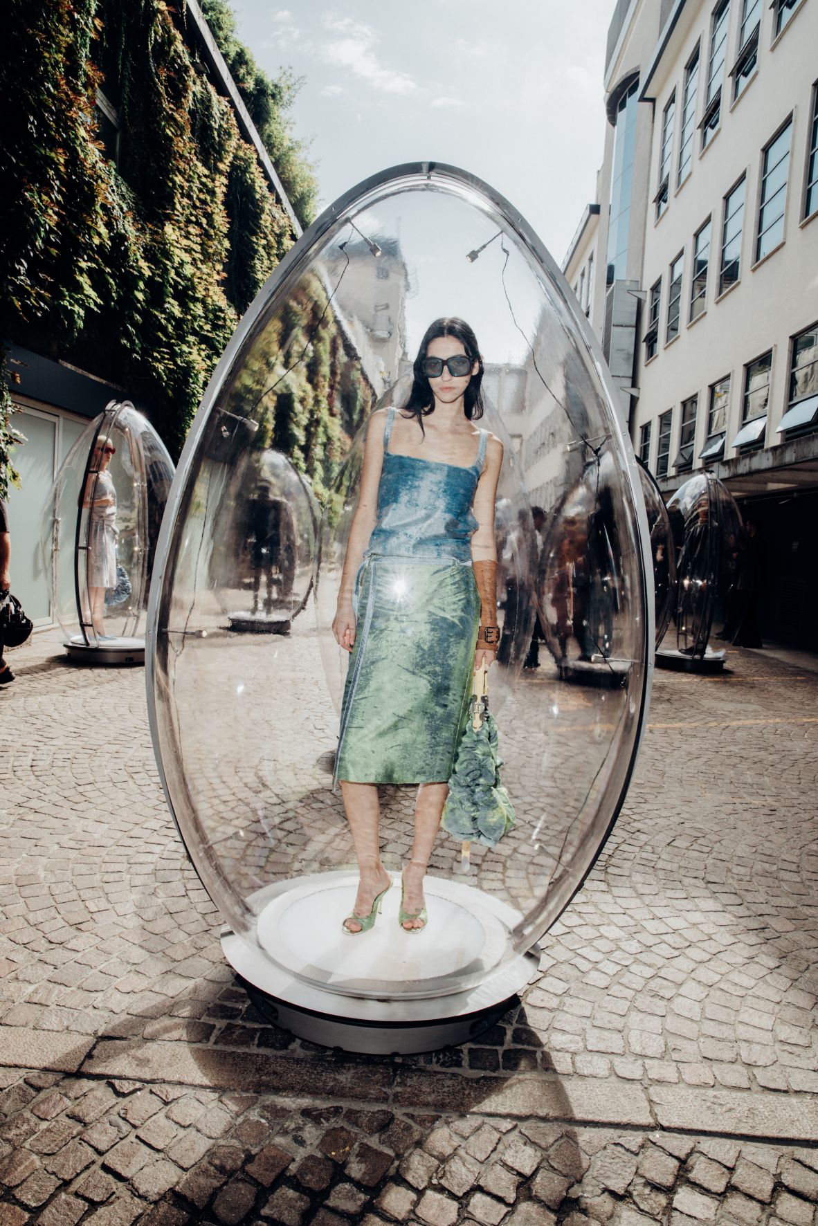 A model at the Egg Hunt after the Diesel fashion show during Milan Fashion Week held at Via Stendhal on September 23.