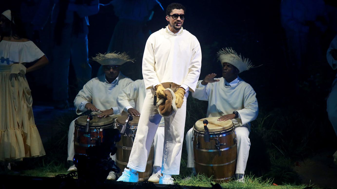 Bad Bunny performs live at his "No Me Quiero Ir De Aquí; Una Más" Residencia at Coliseo de Puerto Rico José Miguel Agrelot on September 20, 2025 in San Juan, Puerto Rico.