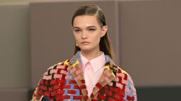 A model walks the runway during the Fendi collection show at Milan's Fashion Week Womenswear Spring / Summer 2026, on September 24, 2025 in Milan. (Photo by Stefano RELLANDINI / AFP) (Photo by STEFANO RELLANDINI/AFP via Getty Images)          