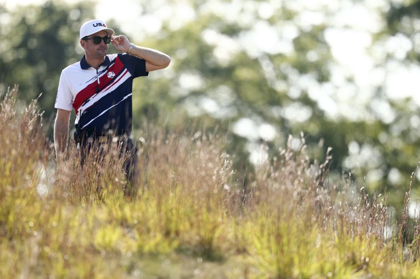 US captain Keegan Bradley looks across the sixth hole of Bethpage Black during a Ryder Cup practice round on Monday.