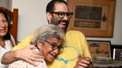 CAIRO, EGYPT - SEPTEMBER 23: The British-Egyptian activist and blogger Alaa Abd El-Fattah and his mother, Laila Soueif, are at his home after his release on September 23, 2025 in Cairo, Egypt. Alaa Abd el-Fattah, (also spelled Alaa Abdel Fattah) a British-Egyptian writer and pro-democracy activist who has spent more than 10 years as a political prisoner in Egypt, was pardoned by Egypt's President Abdel Fattah el-Sisi on Monday. (Photo by Sayed Hassan/Getty Images)