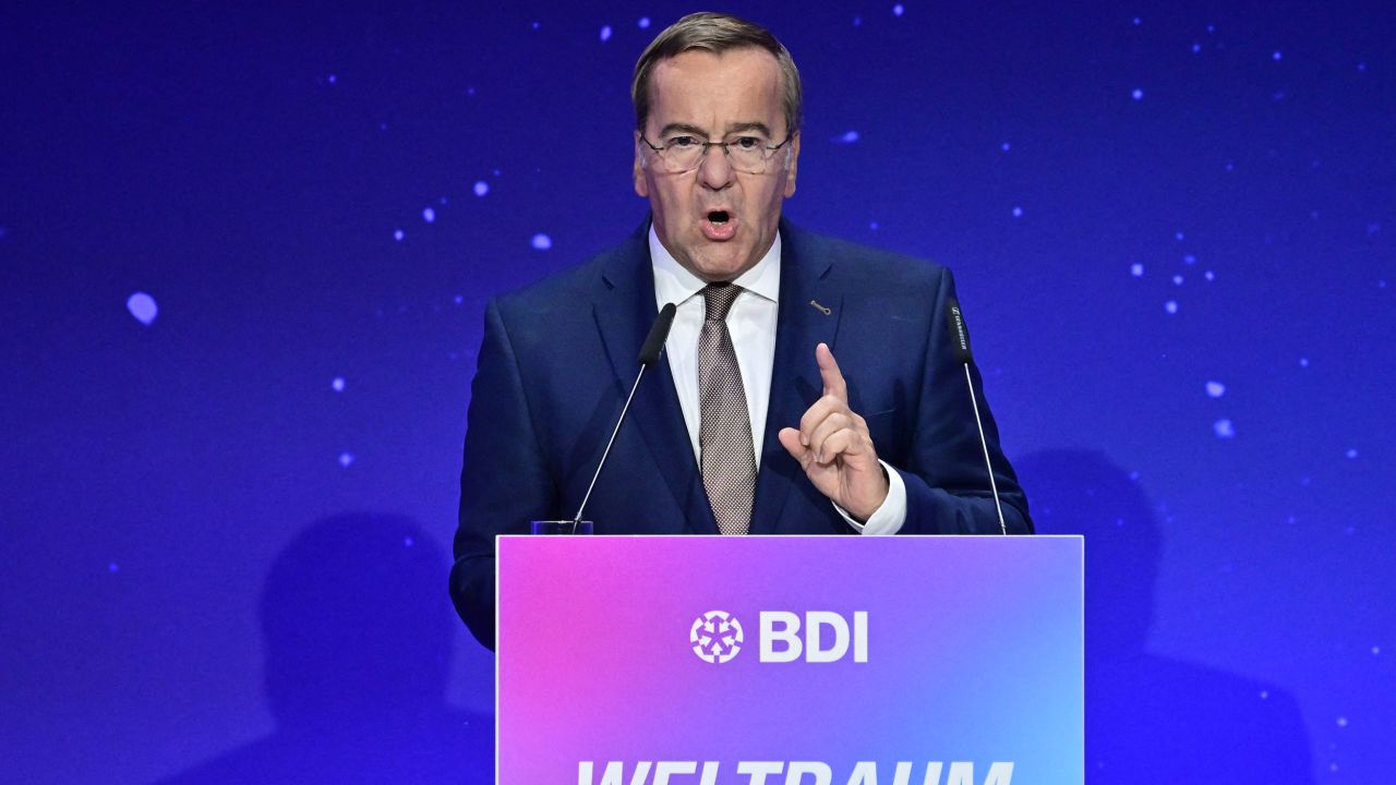 German Defence Minister Boris Pistorius warns of the growing threat of Russian space activities during the BDI Space Congress in Berlin on September 25.