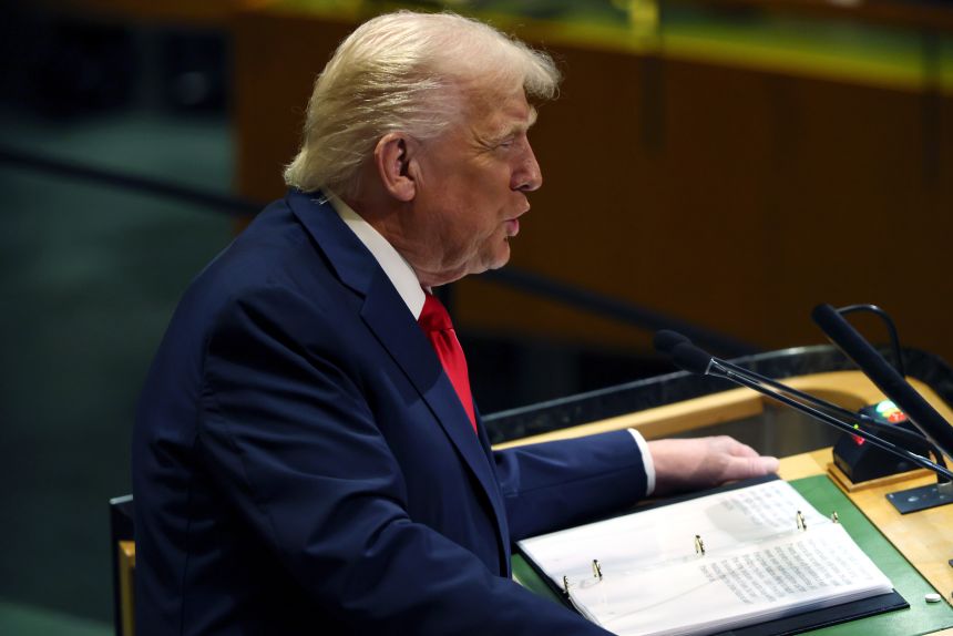 US President Donald Trump speaks during the 80th session of the UN General Assembly on September 23 in New York City.