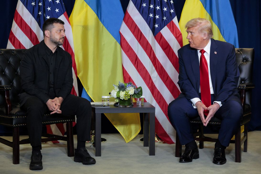President Donald Trump speaks during a bilateral meeting with President of Ukraine Volodymyr Zelensky at the 80th session of the UN’s General Assembly on Tuesday in New York City.