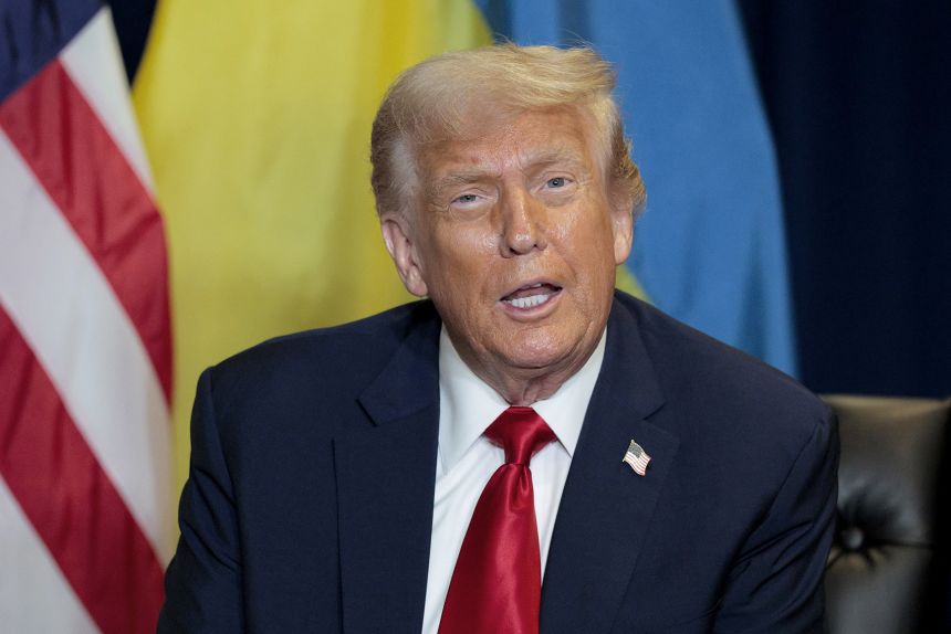 Donald Trump speaking at the UNGA this week. The president has made an abrupt shift on Ukraine.