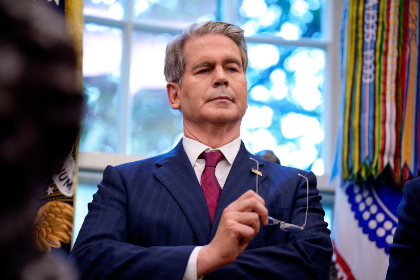 Treasury Secretary Scott Bessent appears in the in the Oval Office of the White House on September 25, 2025 in Washington, DC.