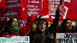 Thousands of people gather at Plaza San Jose de Flores in Buenos Aires on September 25, 2025, to protest a triple femicide in Florencio Varela.