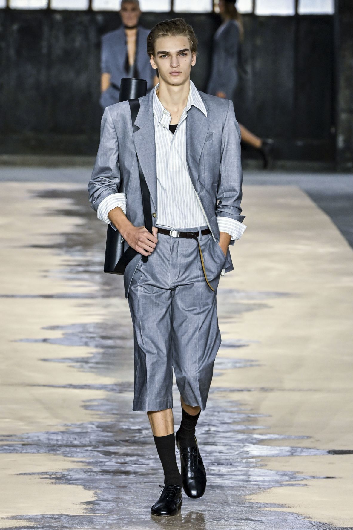 Fresh from releasing his second collaboration with Boss, David Beckham attended the brand's show, alongside actor Aaron Pierre and musician Khalid. On the runway there were smart shirts, jackets and trousers in soft shades like lilac and charcoal gray.