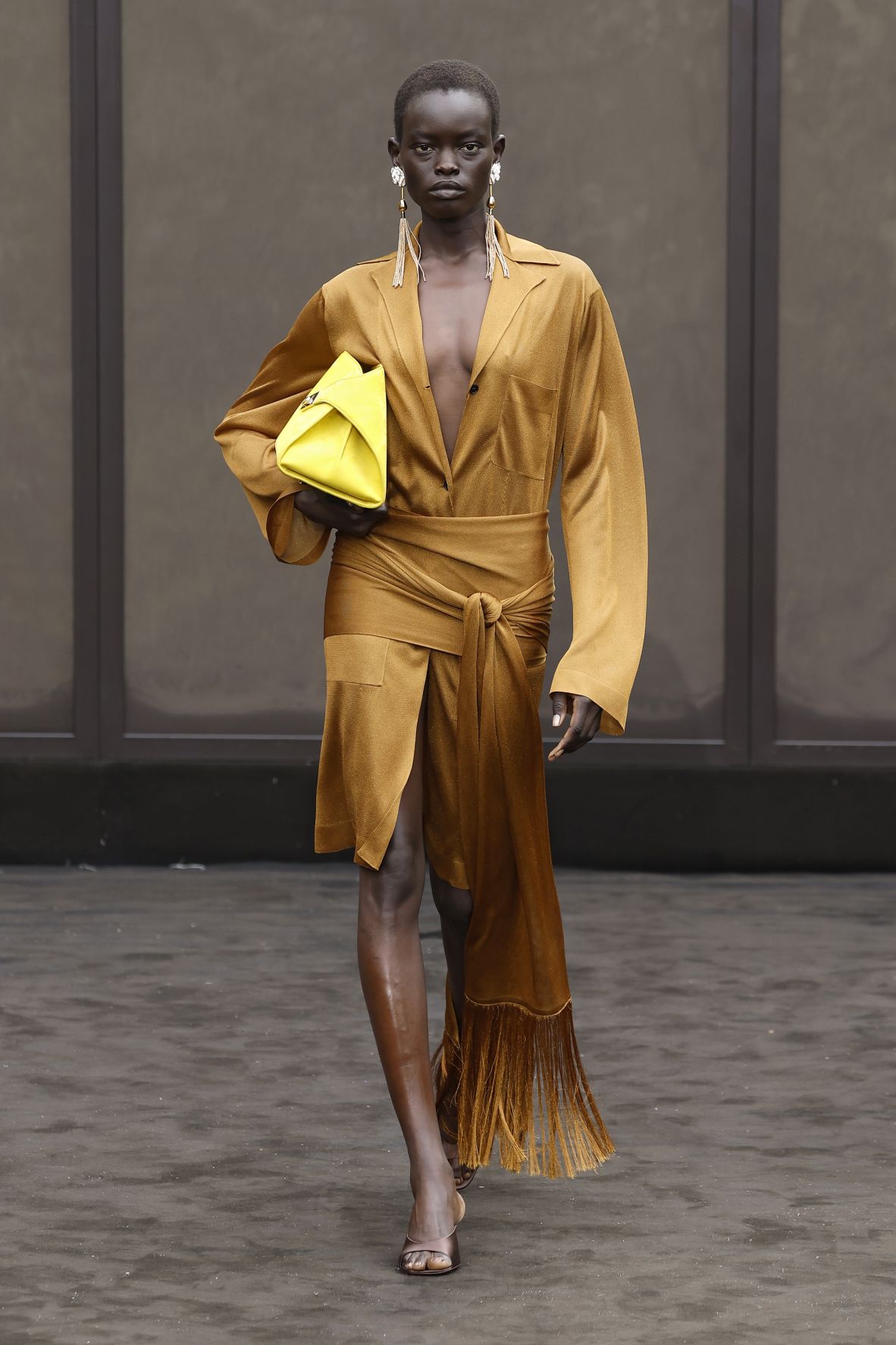 A model walks on the runway at the Ferragamo fashion show during Milan Fashion Week on September 27.