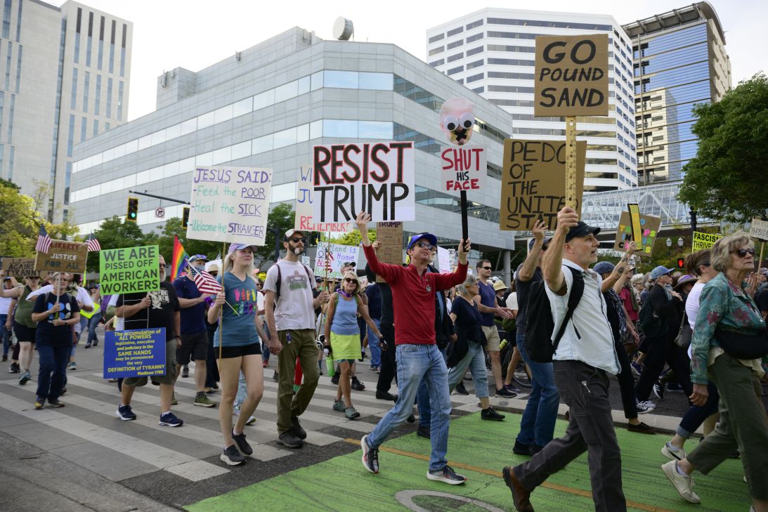 Protesters marched on Sunday in Portland, Oregon.