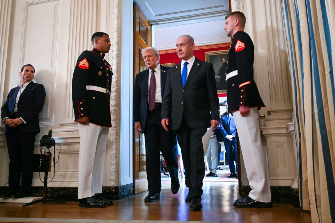 El presidente Donald Trump y el primer ministro de Israel, Benjamin Netanyahu, en la Casa Blanca, el 29 de septiembre.