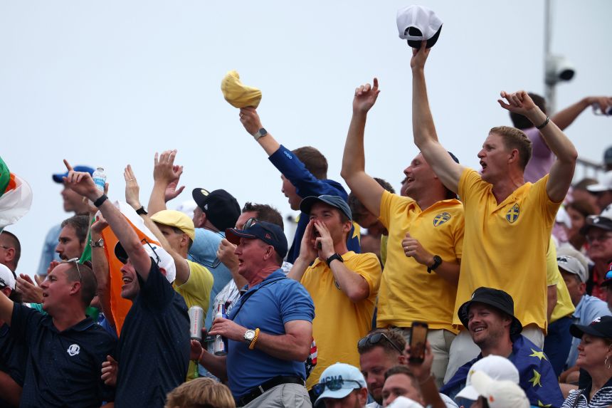 Team Europe fans showed their support during Saturday's fourball matches.