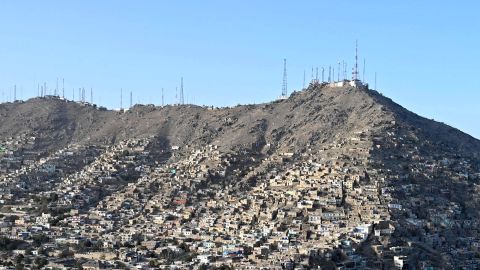 Telecommunications antennas on a hilltop in Kabul, Afghanistan, following a nationwide telecom outage on Monday, September 29.