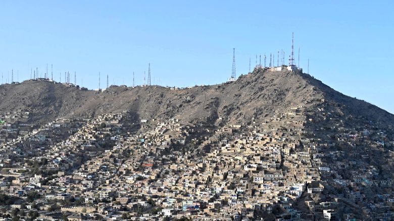 Telecommunications antennas on a hilltop in Kabul, Afghanistan, following a nationwide telecom outage on Monday, September 29.