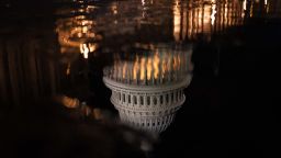 WASHINGTON, DC - OCTOBER 1: The U.S. Capitol prior to daybreak on October 1, 2025 in Washington, DC. Congress could not agree on the a budget to fund government at midnight, causing the first shutdown since 2018. (Photo by Al Drago/Getty Images)