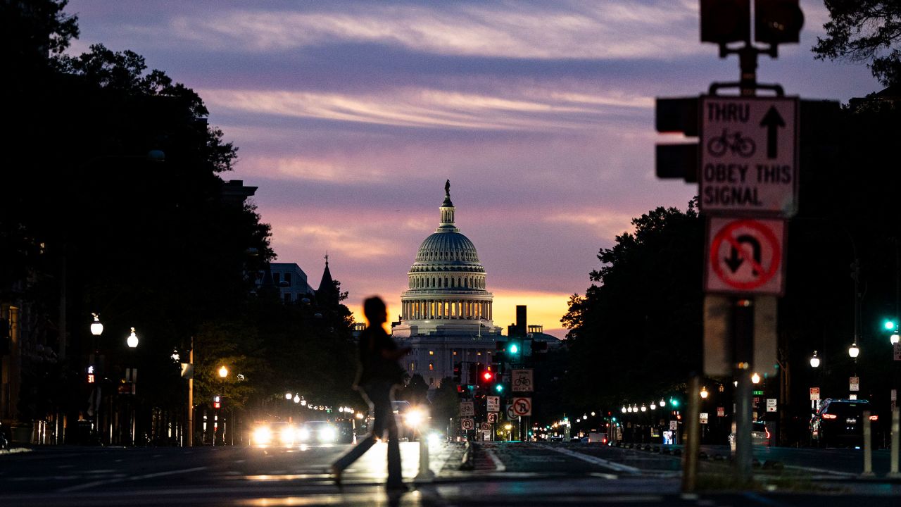 WASHINGTON, DC - OCTOBER 1: The U.S. Capitol at dawn on October 1, 2025 in Washington, DC. Congress could not agree on the a budget to fund government at midnight, causing the first shutdown since 2018. (Photo by Al Drago/Getty Images)