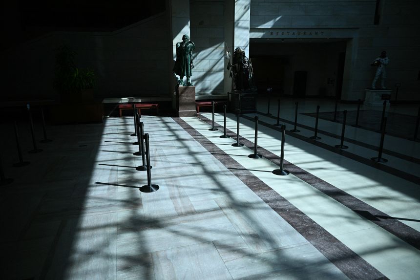 The US Capitol Visitor Center is closed on the first day of the government shutdown in Washington, DC, on October 1, 2025.