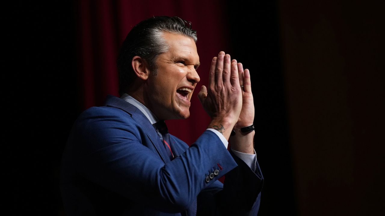 QUANTICO, VIRGINIA - SEPTEMBER 30:  U.S. Secretary of War Pete Hegseth speaks to senior military leaders at Marine Corps Base Quantico on September 30, 2025 in Quantico, Virginia. In an unprecedented gathering, almost 800 generals, admirals and their senior enlisted leaders have been ordered into one location from around the world on short notice. (Photo by Andrew Harnik/Getty Images)