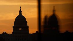 WASHINGTON, DC - OCTOBER 01: The U.S. Capitol is seen at sunrise on October 01, 2025 in Washington, DC. The U.S. federal government shut down much of it's operations overnight after Congress failed to pass a bipartisan funding bill.  (Photo by Kevin Dietsch/Getty Images)