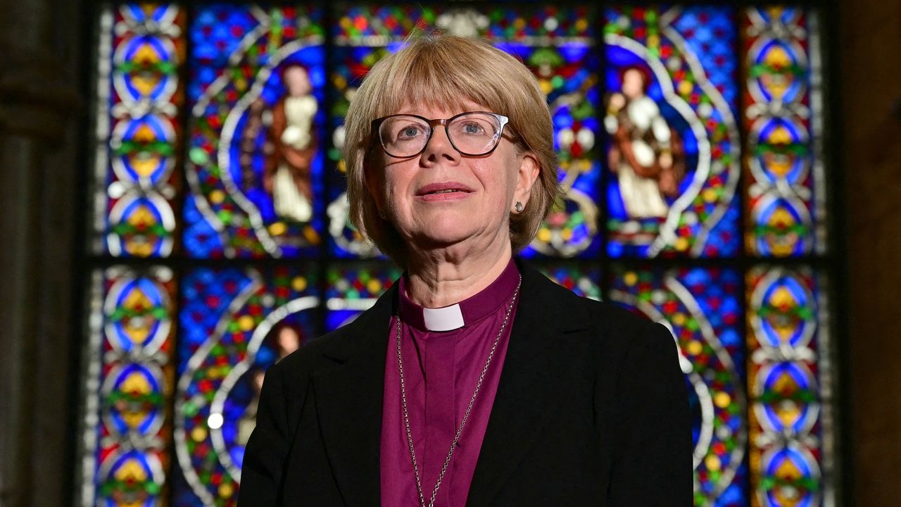 Britain's new Archbishop of Canterbury-designate, Sarah Mullally, at The Corona Chapel at Canterbury Cathedral, England, on Friday, October 3.