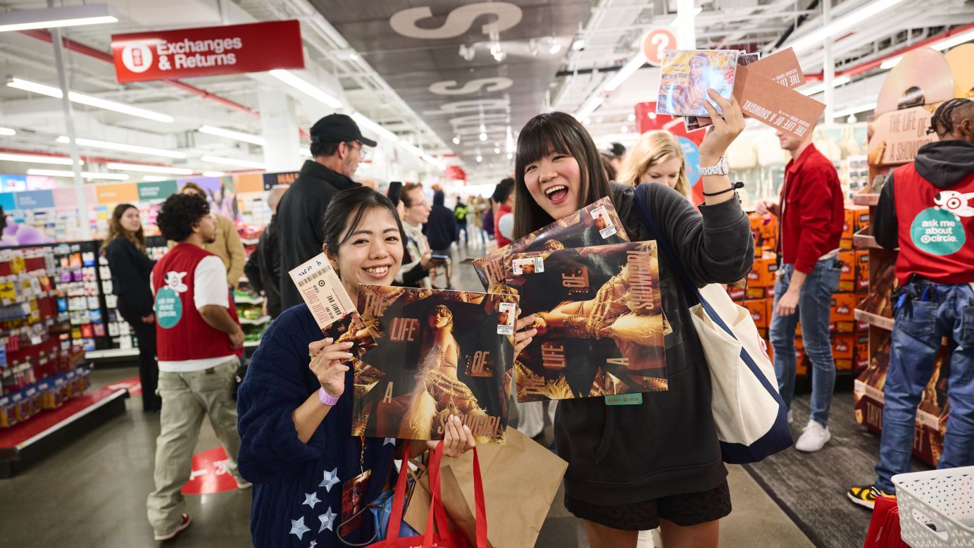 Fans buy Taylor Swift's new album, "Life of a Showgirl" at Target in New York, on October 2, 2025.