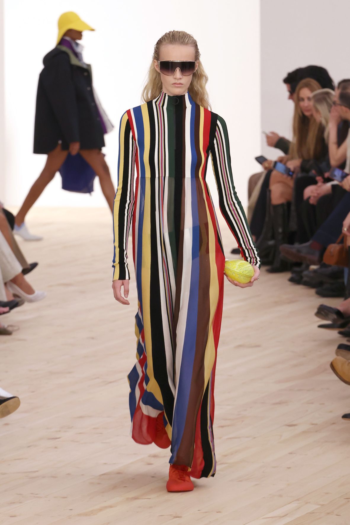 Stripes and colors were prominent in the new Loewe collection by designers Jack McCollough and Lazaro Hernandez.