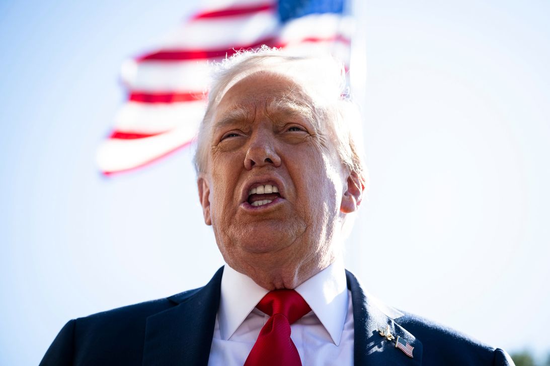 President Donald Trump speaks to members of the media on October 5.