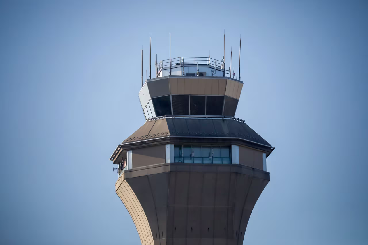 The FAA Air Traffic Control tower at Newark Liberty International Airport in Newark, New Jersey, on October 6.