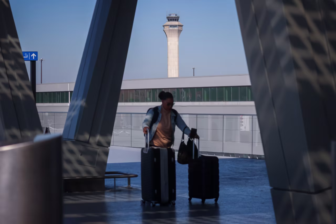 The air traffic control tower is seen at Newark Liberty International Airport in New Jersey, on October 6.