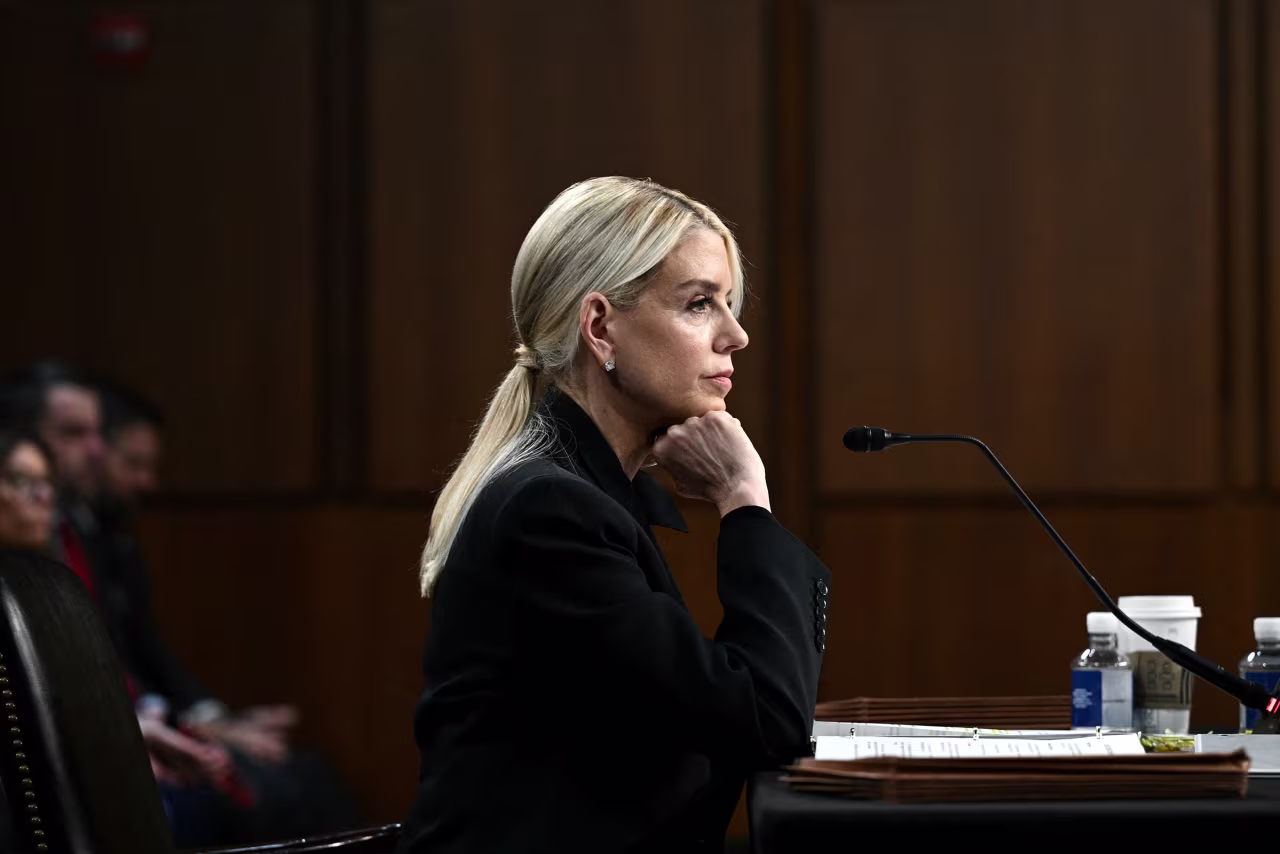 US Attorney General Pam Bondi testifies during a Senate Judiciary Committee hearing on oversight of the Department of Justice, on Tuesday.