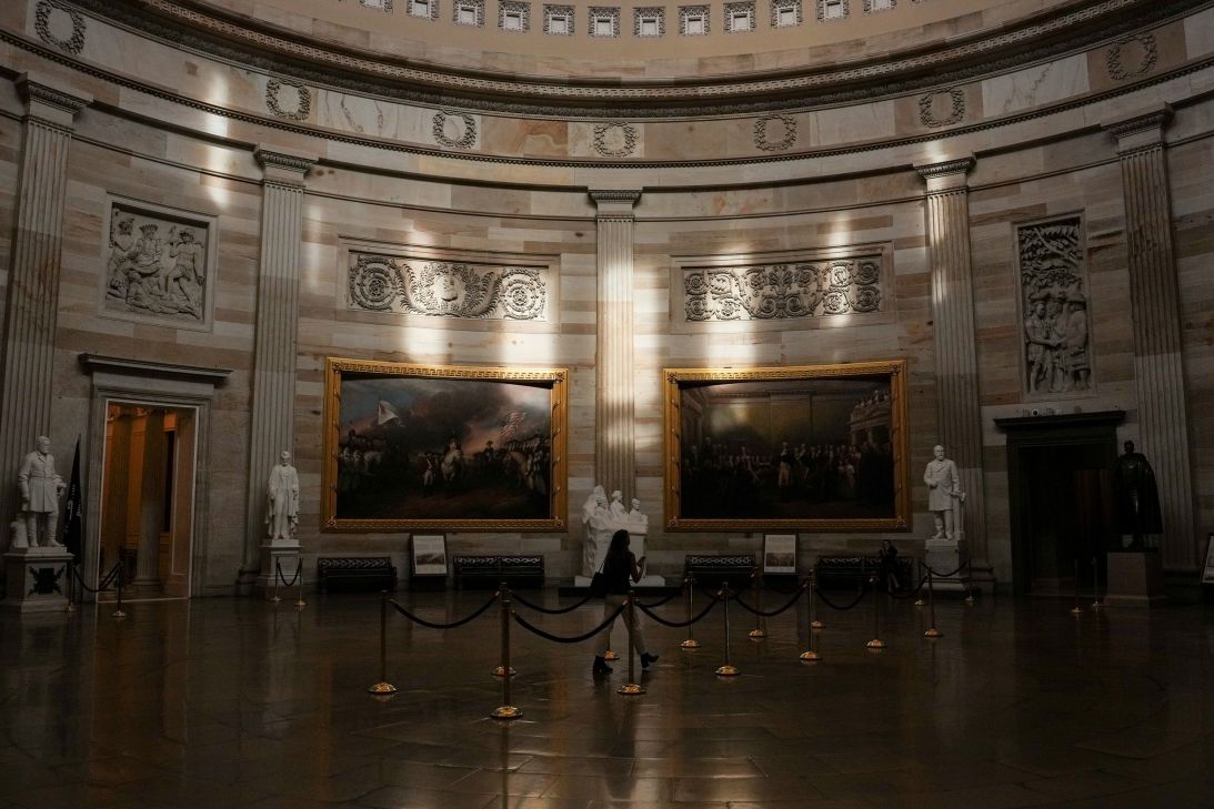 A person walks through the rotunda of the US Capitol on Tuesday.