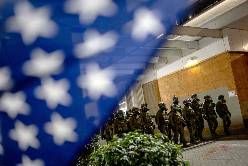 Federal officers in Portland, Oregon.