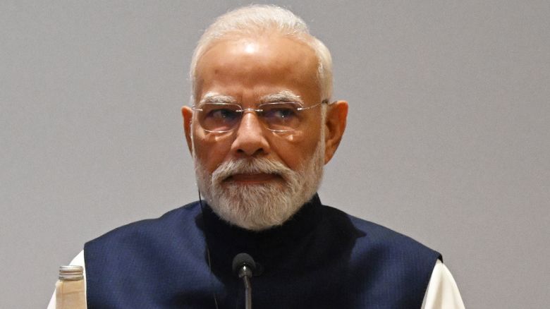 Indian Prime Minister Narendra Modi attends the India-UK CEO Forum at Jio World Convention Centre in Mumbai, India, on October 9, 2025.