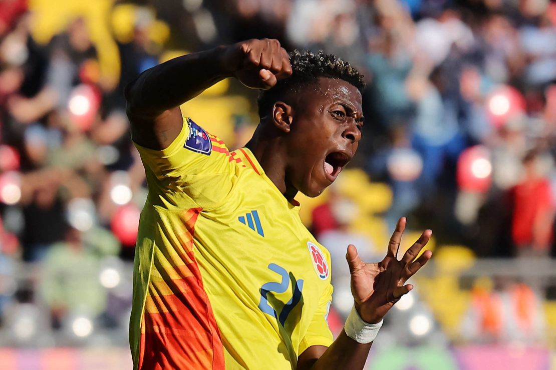 Neyser Villareal marcó los tres goles de Colombia ante España en cuartos de final del Mundial Sub-20. Javier Torres/AFP vía Getty Images