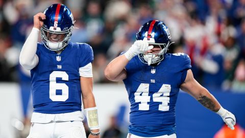 Jaxson Dart (No. 6) and Cam Skattebo (No. 44) have injected life into the New York Giants organization.