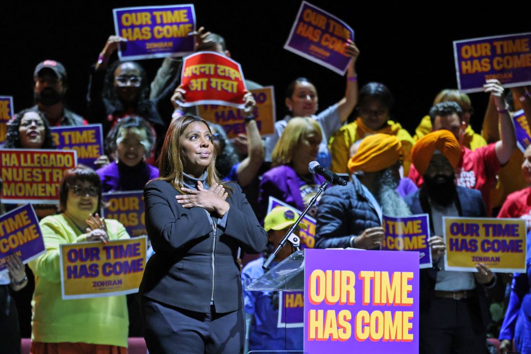 New York Attorney General Letitia James during New York City Democratic mayoral candidate Zohran Mamdani's rally in Washington Heights, New York on Monday.