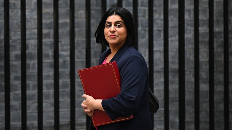 Home Secretary Shabana Mahmood arrives at 10 Downing Street to attend the weekly cabinet meeting in London on October 14, 2025.