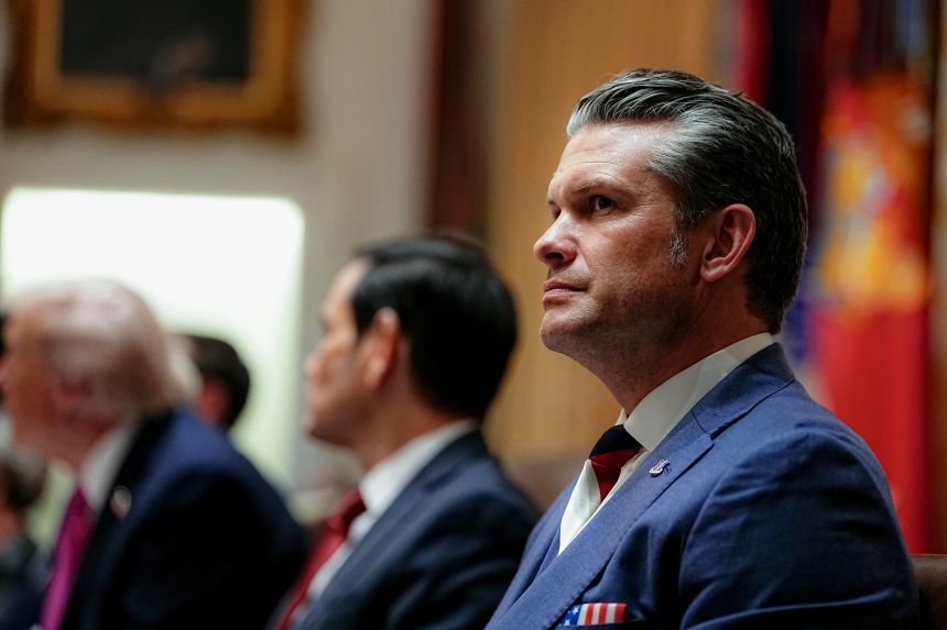 Pete Hegseth, US secretary of defense, during a meeting in the Cabinet Room of the White House in Washington, DC, US, on Friday, Oct. 17, 2025.